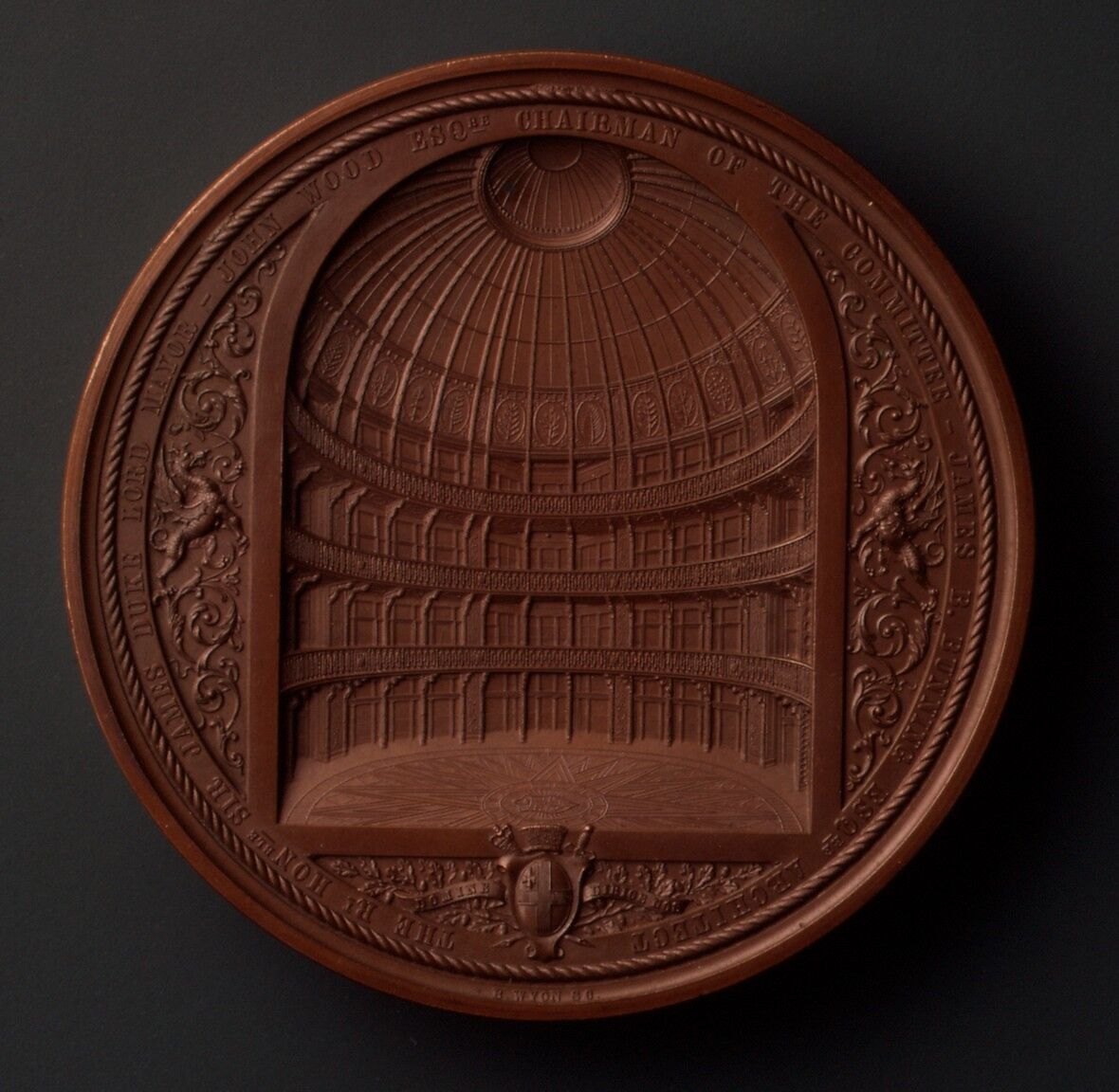 The Opening of the New Coal Exchange, on Behalf of the Queen, by Prince Albert, Accompanied by two of the Royal Children, the Prince of Wales and the Princess Royal, October 30, 1849, Medalist: Benjamin Wyon (British, London 1802–1858 London), Bronze, struck, British, London