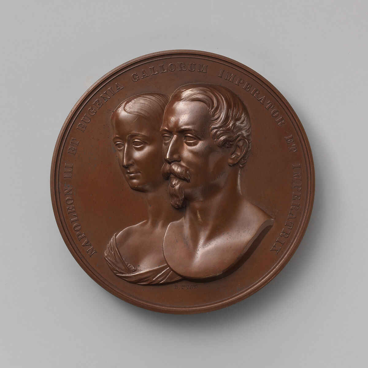 In Memory of the Visit of the Emperor and Empress of the French to the City of London, April 19, 1855, Medalist: Benjamin Wyon (British, London 1802–1858 London), Bronze, struck, British, London 