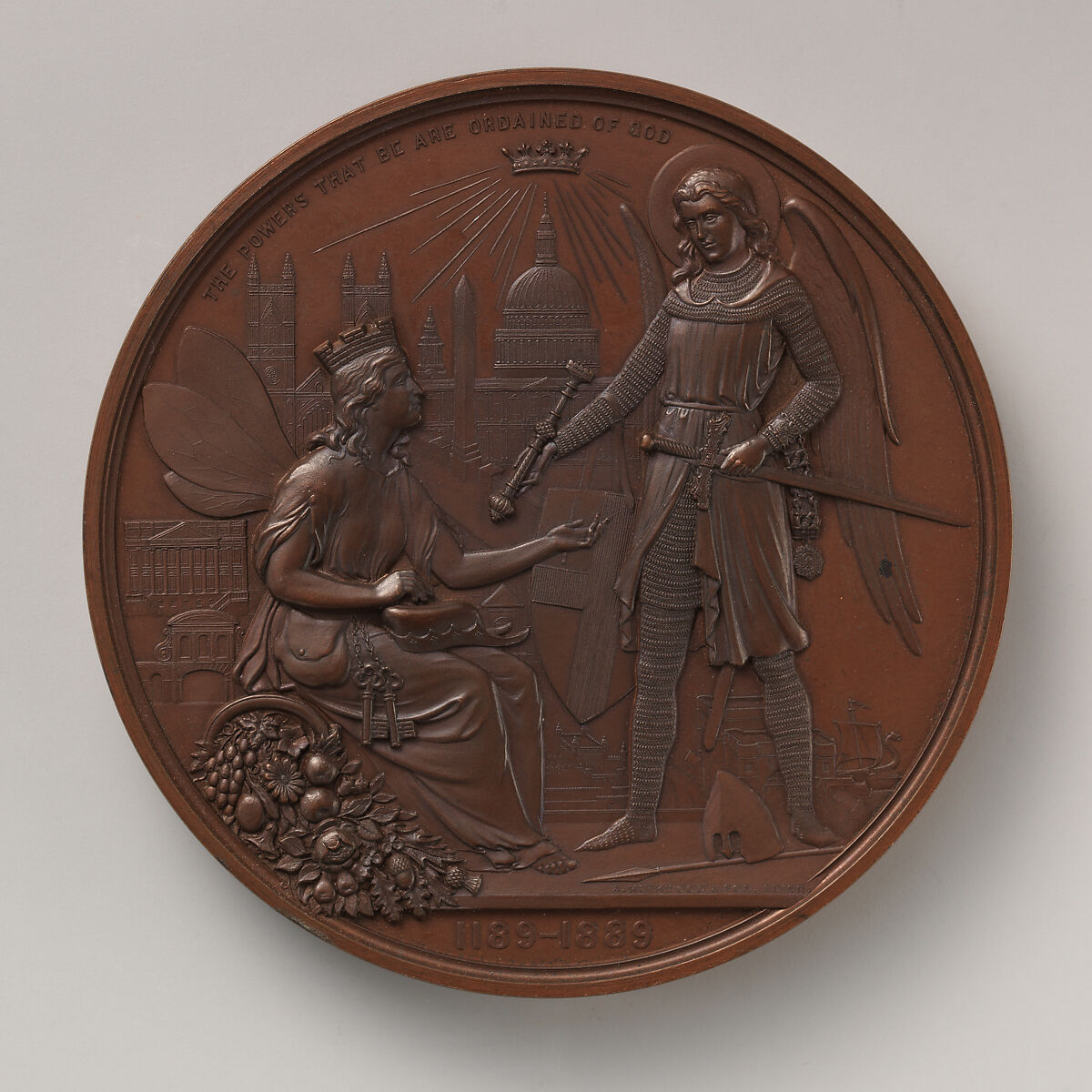 To Commemorate the 700th Anniversary of the Mayoralty of London, 1889, Bronze, struck, British