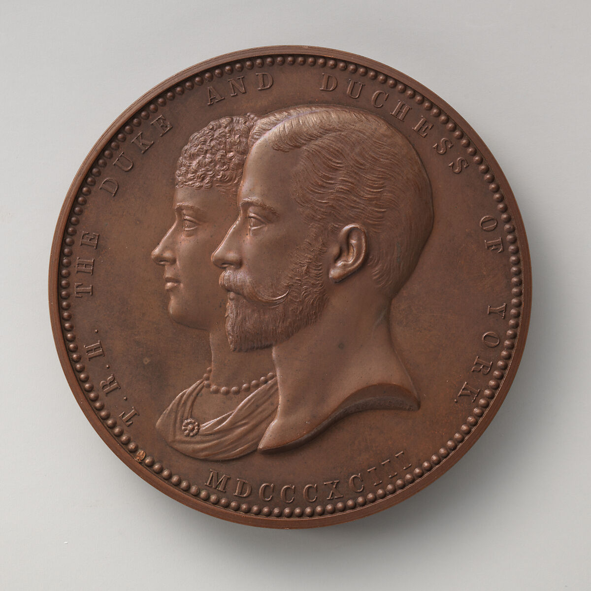 The Marriage and Visit to the City of the Duke and Duchess of York, July 6, 1893, Medalist: George Gammon Adams (British, Staines 1821–1898 Chiswick), Bronze, struck, British 