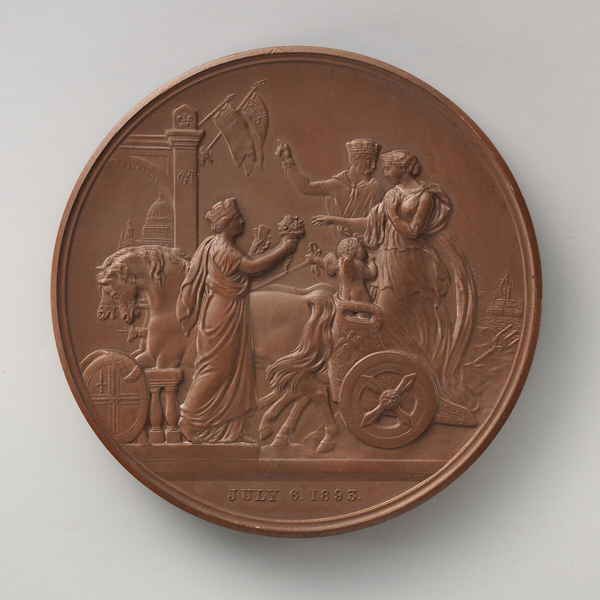 The Marriage and Visit to the City of the Duke and Duchess of York, July 6, 1893, Medalist: George Gammon Adams (British, Staines 1821–1898 Chiswick), Bronze, struck, British