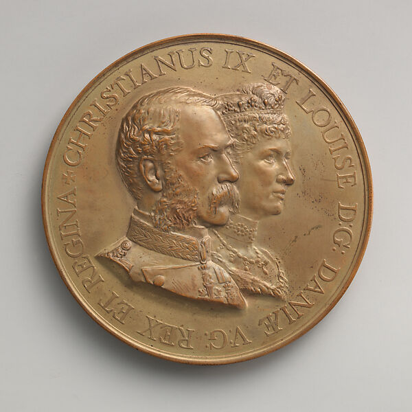In Memory of the visit of King Christian IX and Queen Louisa of Denmark to the City of London, July 8, 1893, Medalist: Frank Bowcher (British, London 1864–1938 London), Gilt bronze, struck, British 