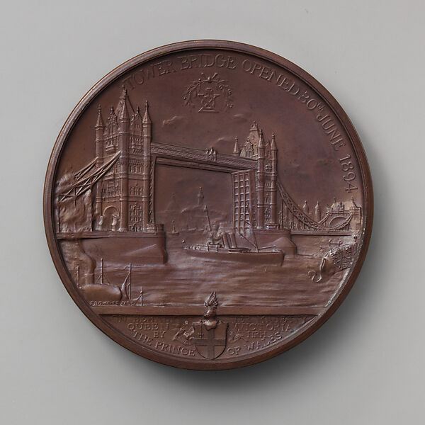Opening of the Tower Bridge, June 30, 1894, Medalist: Frank Bowcher (British, London 1864–1938 London), Bronze, struck, British