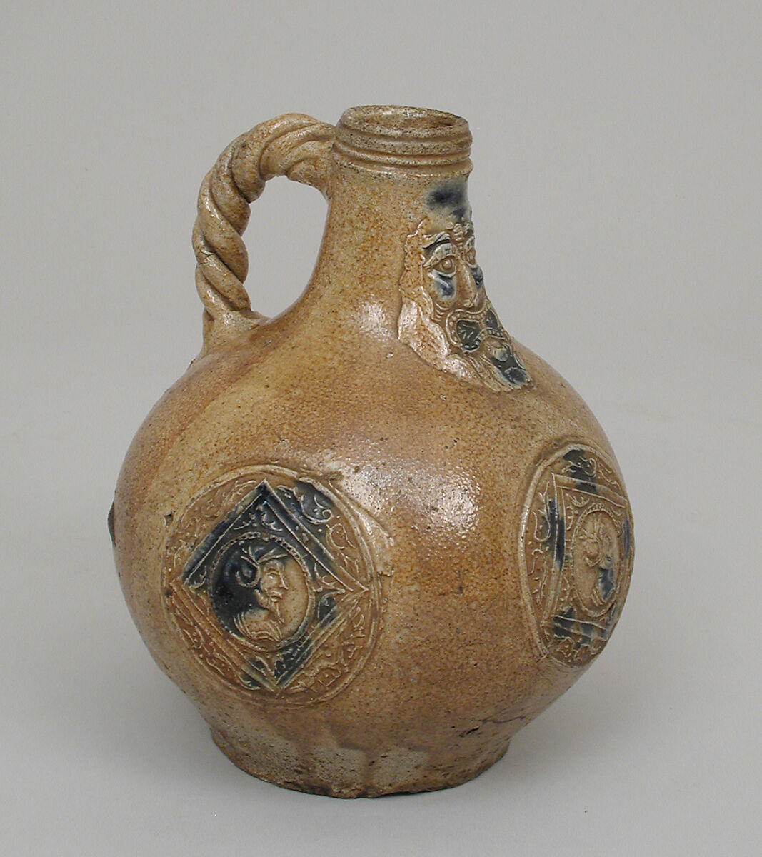 Beardman or Bellarmine jug, Salt-glazed stoneware, German, Cologne-Frechen 