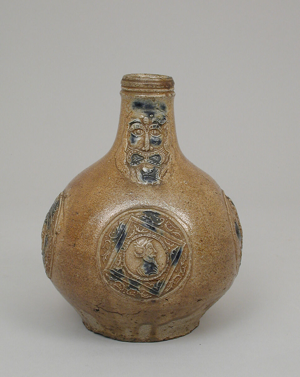 Beardman or Bellarmine jug, Salt-glazed stoneware, German, Cologne-Frechen