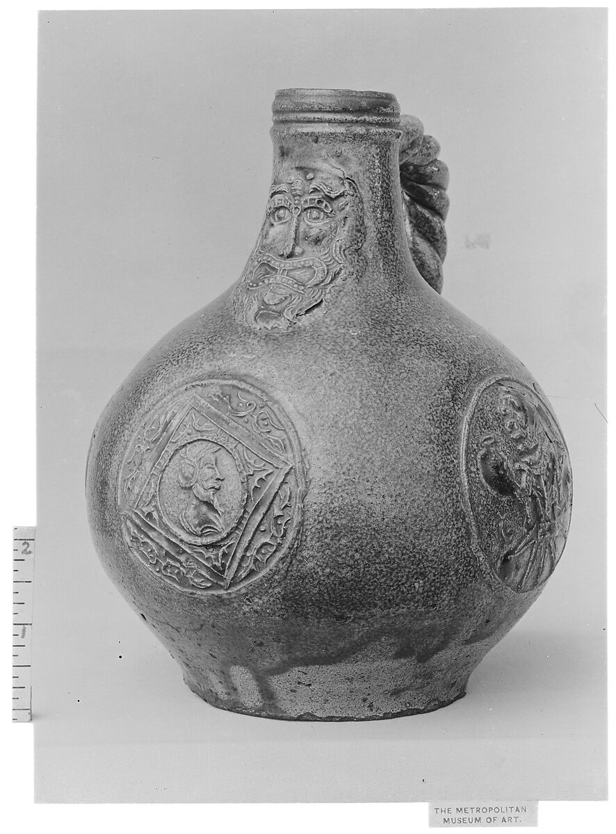 Beardman or Bellarmine jug, Salt-glazed stoneware, German, Cologne-Frechen
