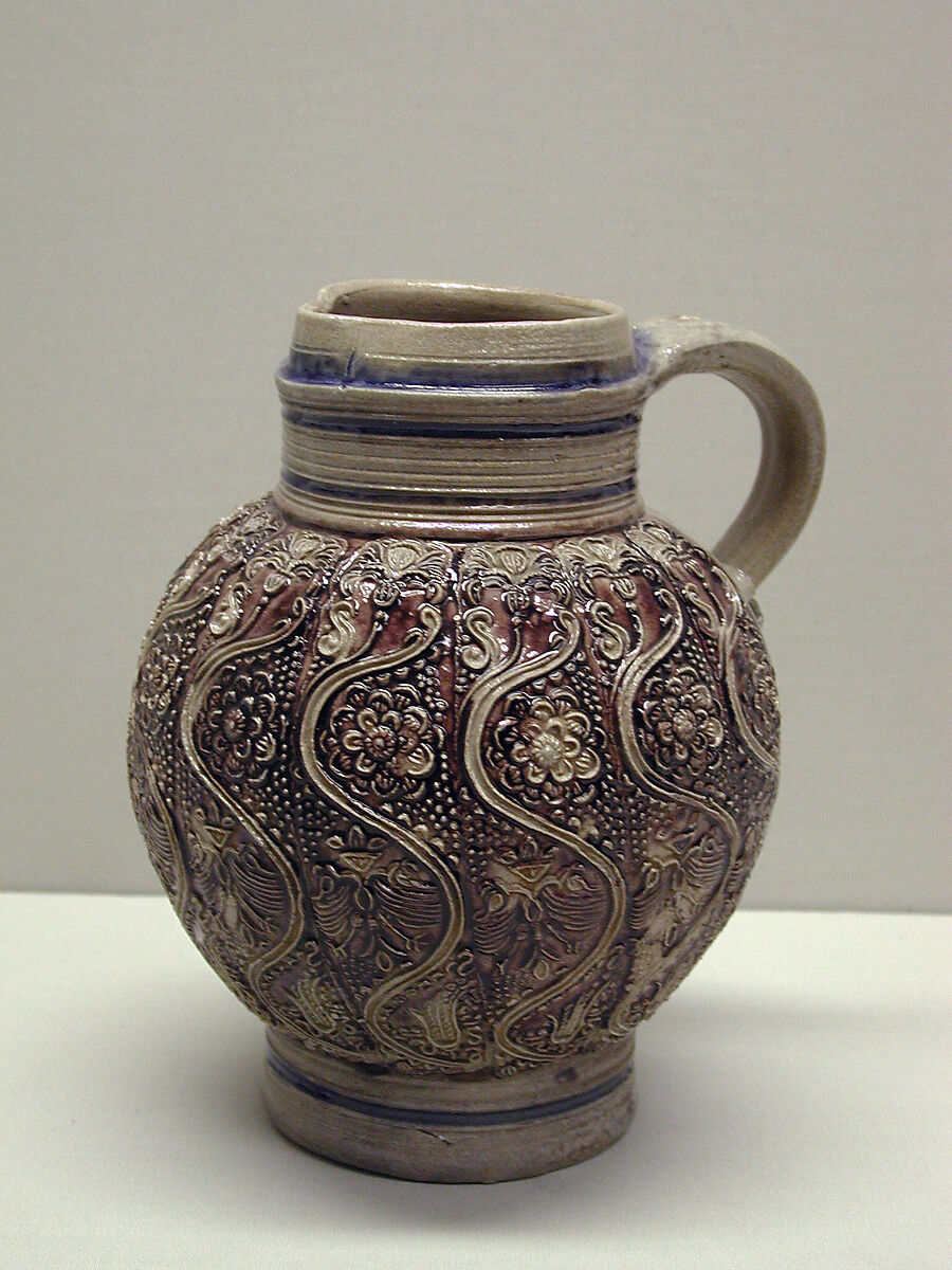 Jug, Salt-glazed stoneware, German, Westerwald 