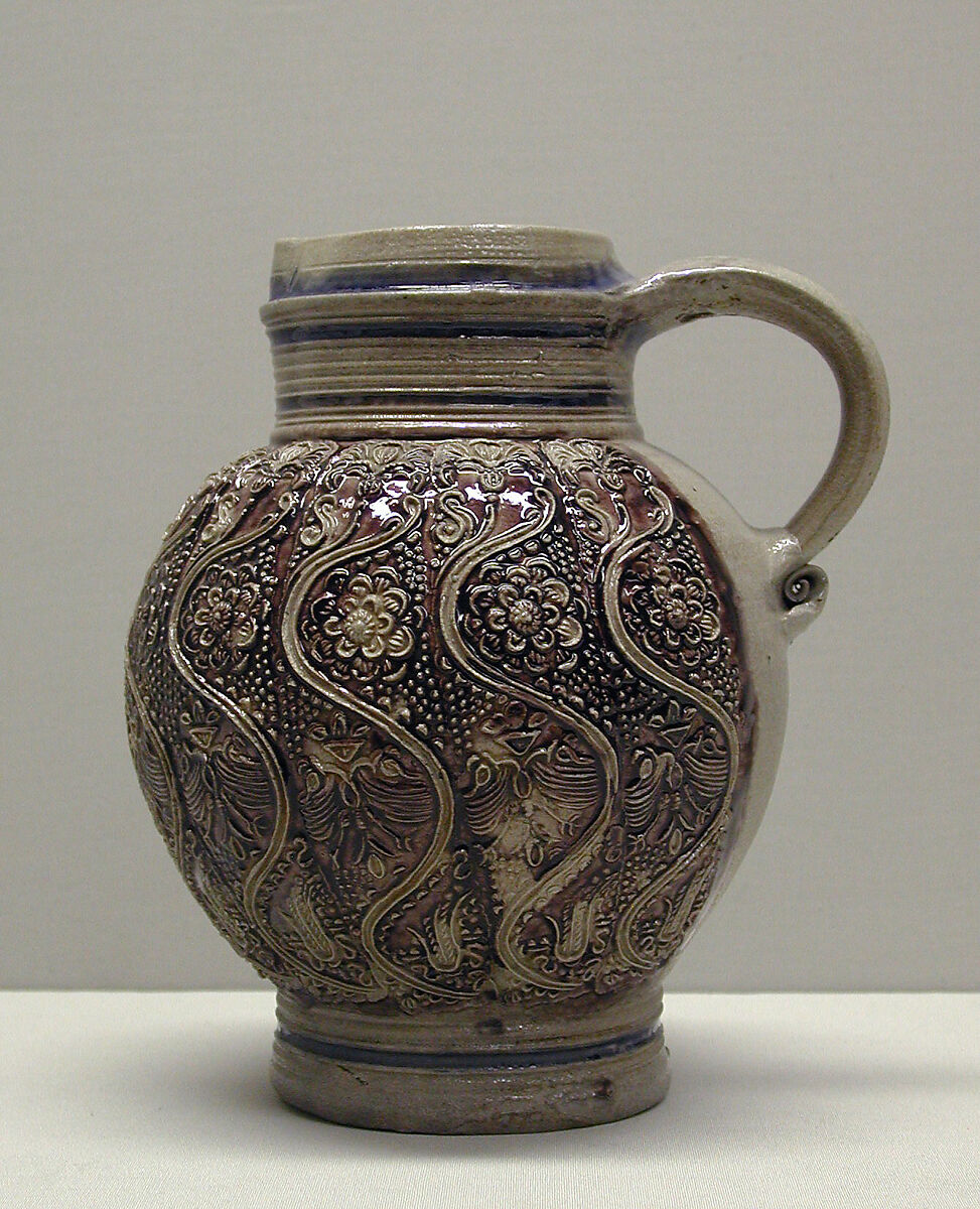 Jug, Salt-glazed stoneware, German, Westerwald