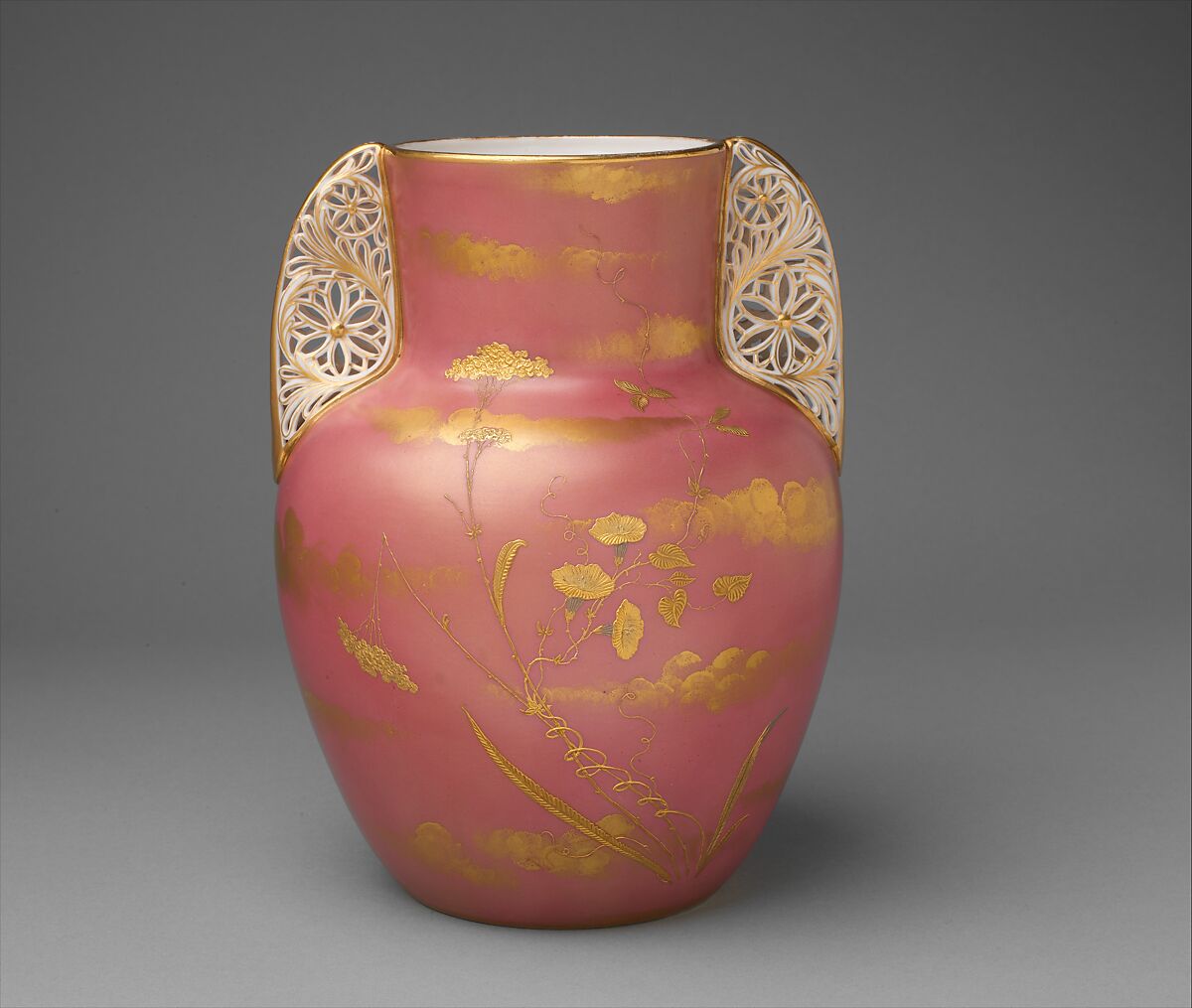 Vase, Ott and Brewer (American, Trenton, New Jersey, 1871–1893), Porcelain, American