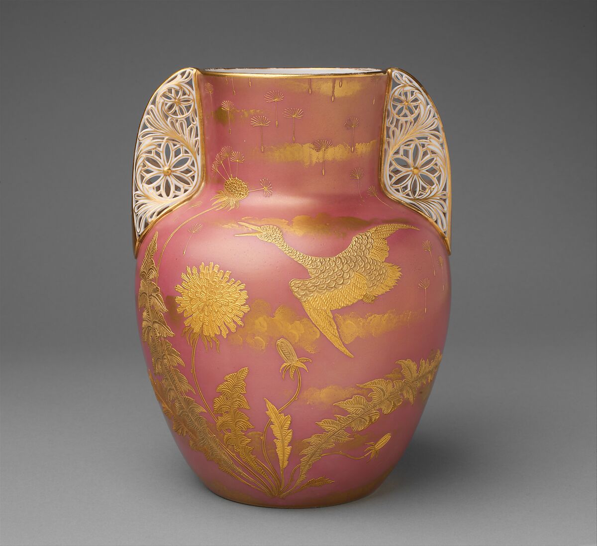 Vase, Ott and Brewer (American, Trenton, New Jersey, 1871–1893), Porcelain, American 