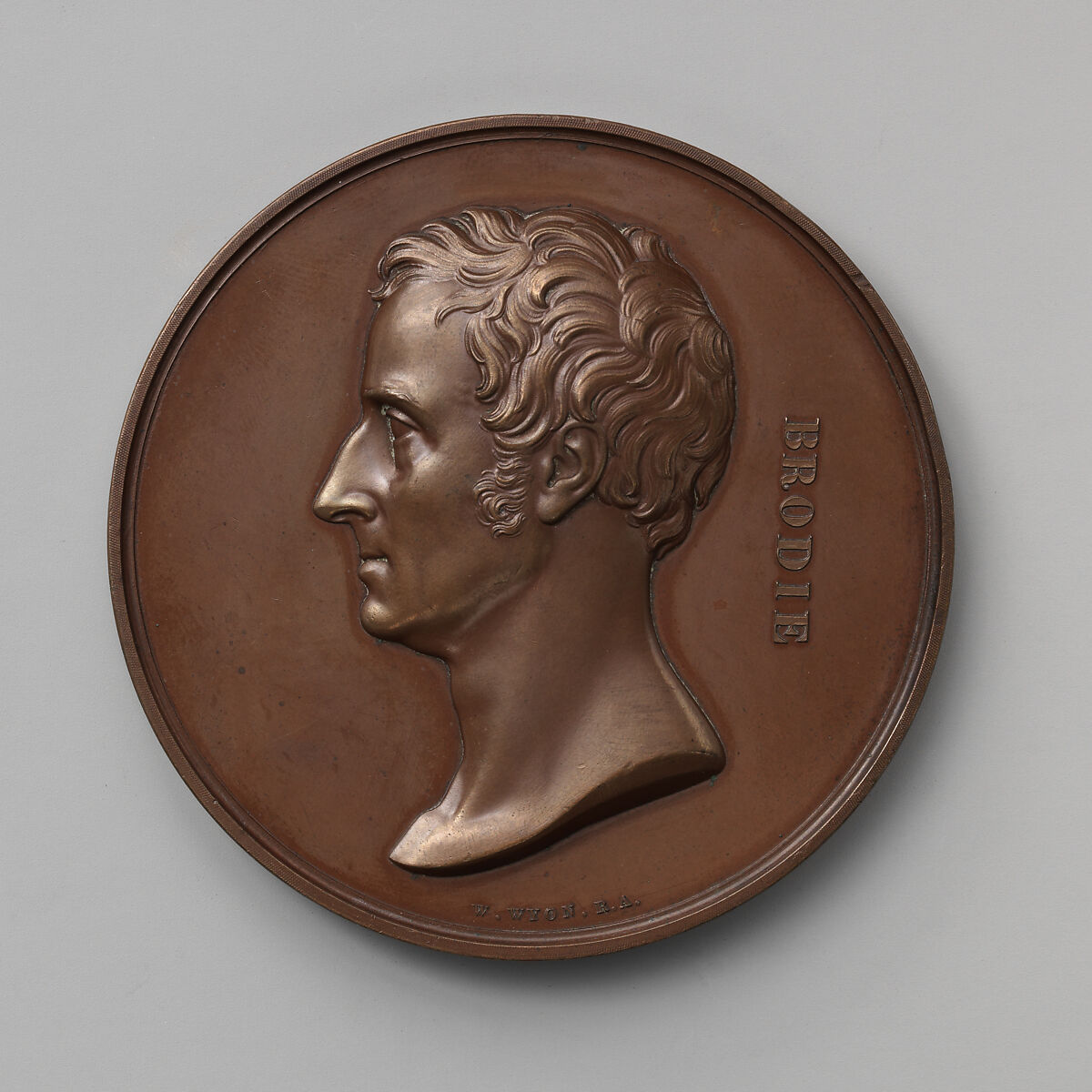In Honor of the Surgical and Pathological Discoveries of Sir Benjamin Collins Brodie, Bart., Sergeant-Surgeon to George IV, William IV, and Victoria (1783–1862), Medalist: William Wyon (British, Birmingham 1795–1851 Brighton), Bronze, British, London 