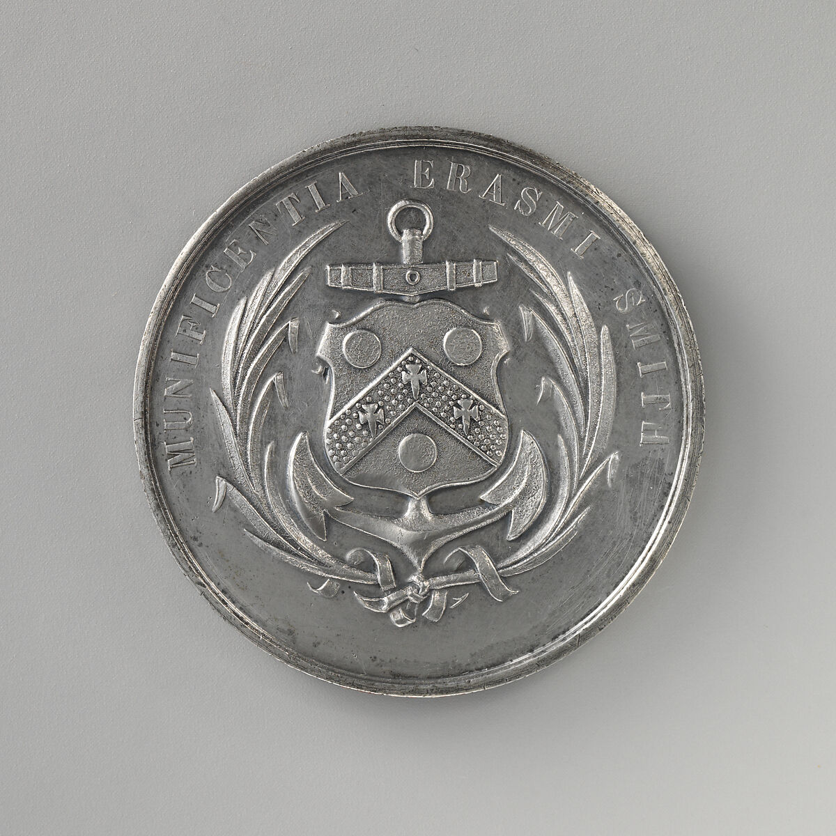 Commemorating One of the Many Educational Foundations of Erasmus Smith (1611–1691), Medalist: William Stephen Mossop (Irish, 1788–1827), Tin (?), Irish