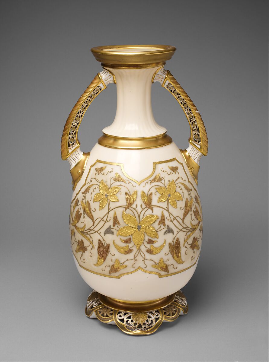 Vase, Ott and Brewer (American, Trenton, New Jersey, 1871–1893), Porcelain, American 