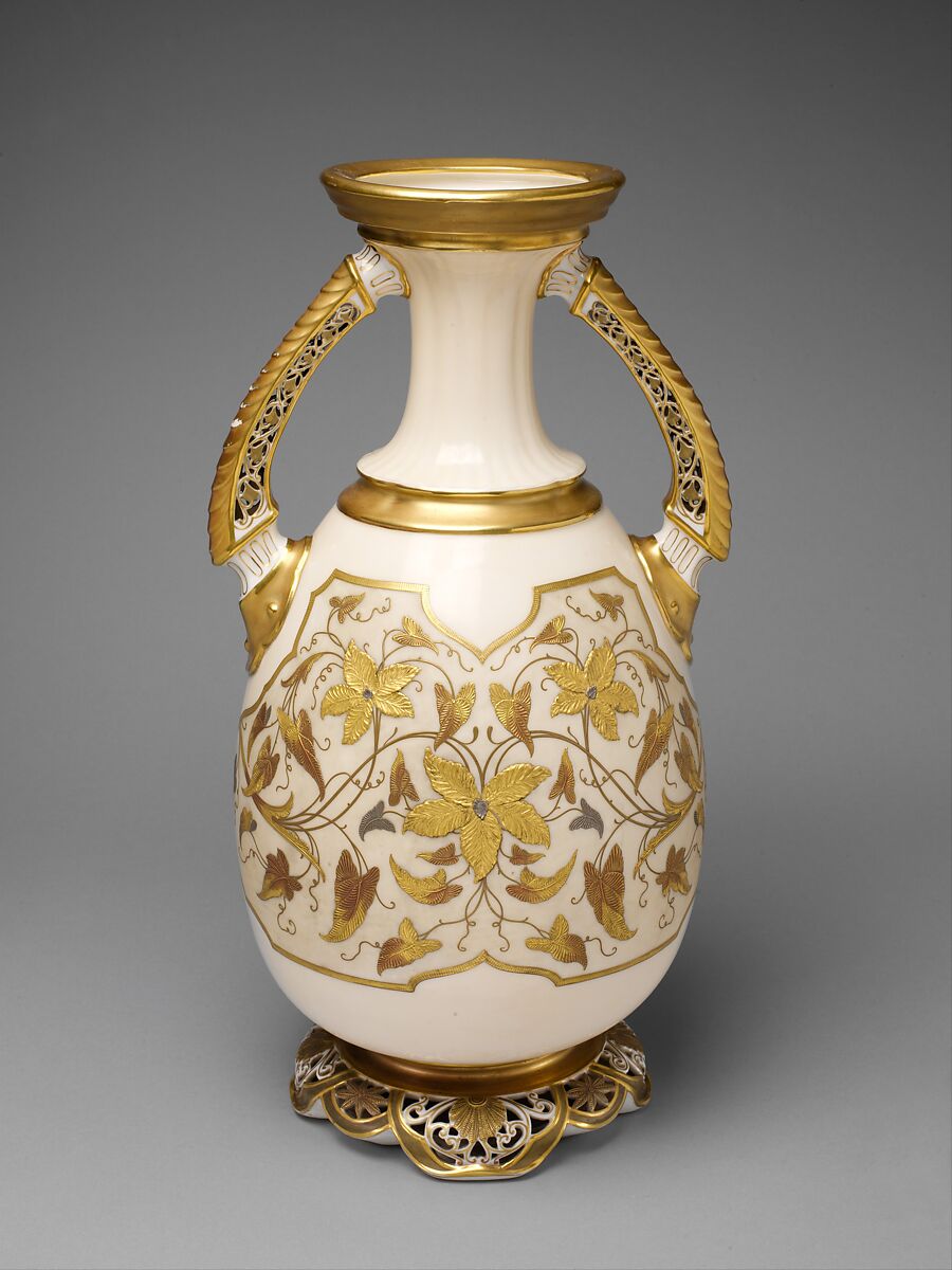 Vase, Ott and Brewer (American, Trenton, New Jersey, 1871–1893), Porcelain, American