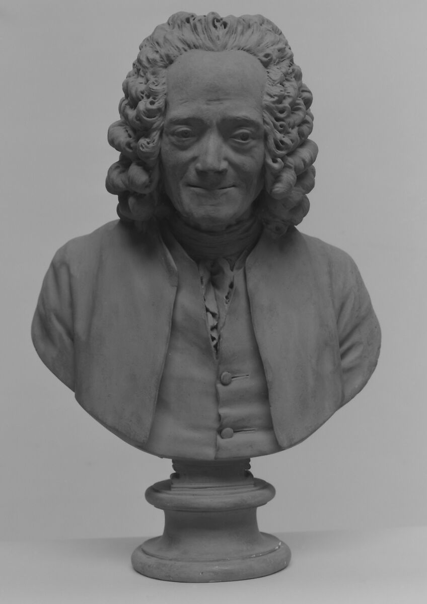 Voltaire (Marie François Arouet, 1694–1778), After a model by Jean Antoine Houdon (French, Versailles 1741–1828 Paris), Painted plaster; painted and gilded wood, French