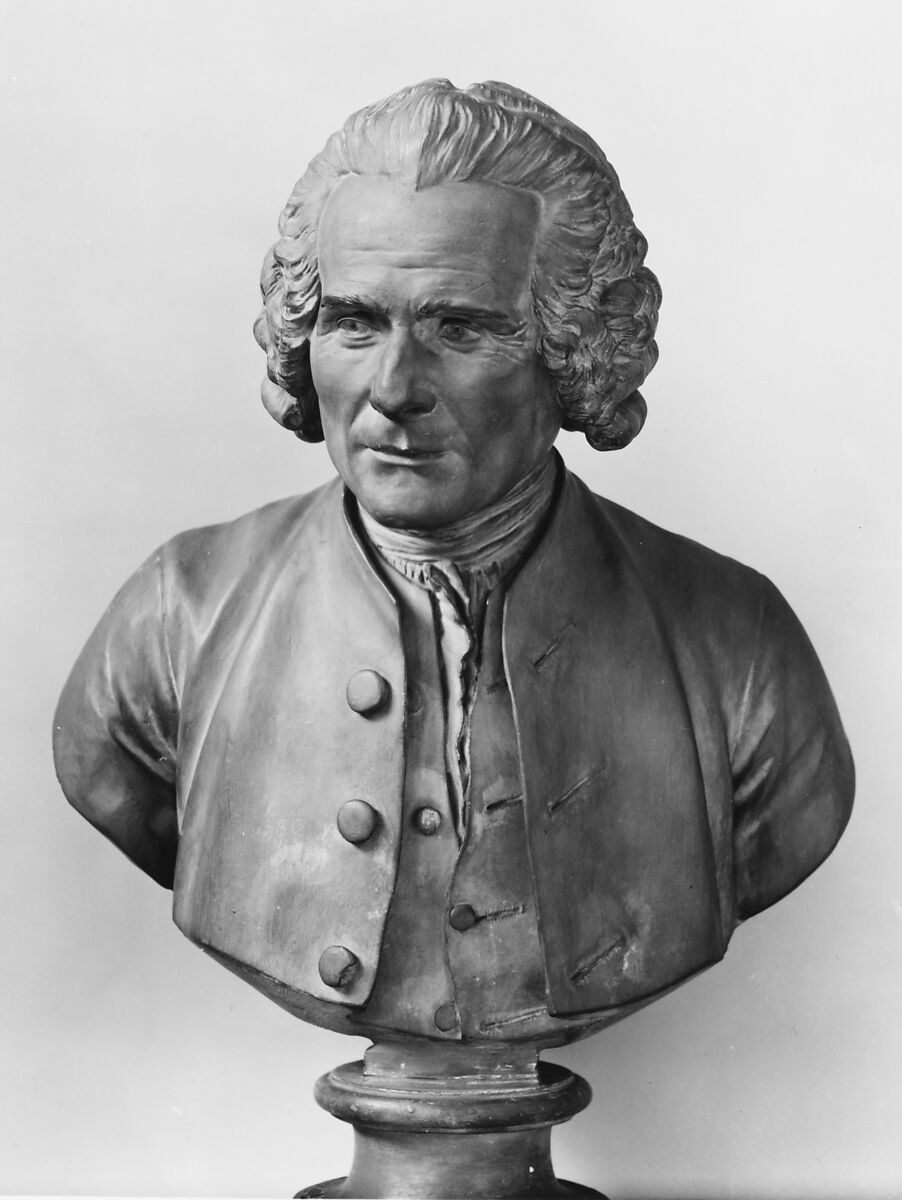 Jean Jacques Rousseau (1712–1778), After a model by Jean Antoine Houdon (French, Versailles 1741–1828 Paris), Painted plaster; painted and gilded wood, French 