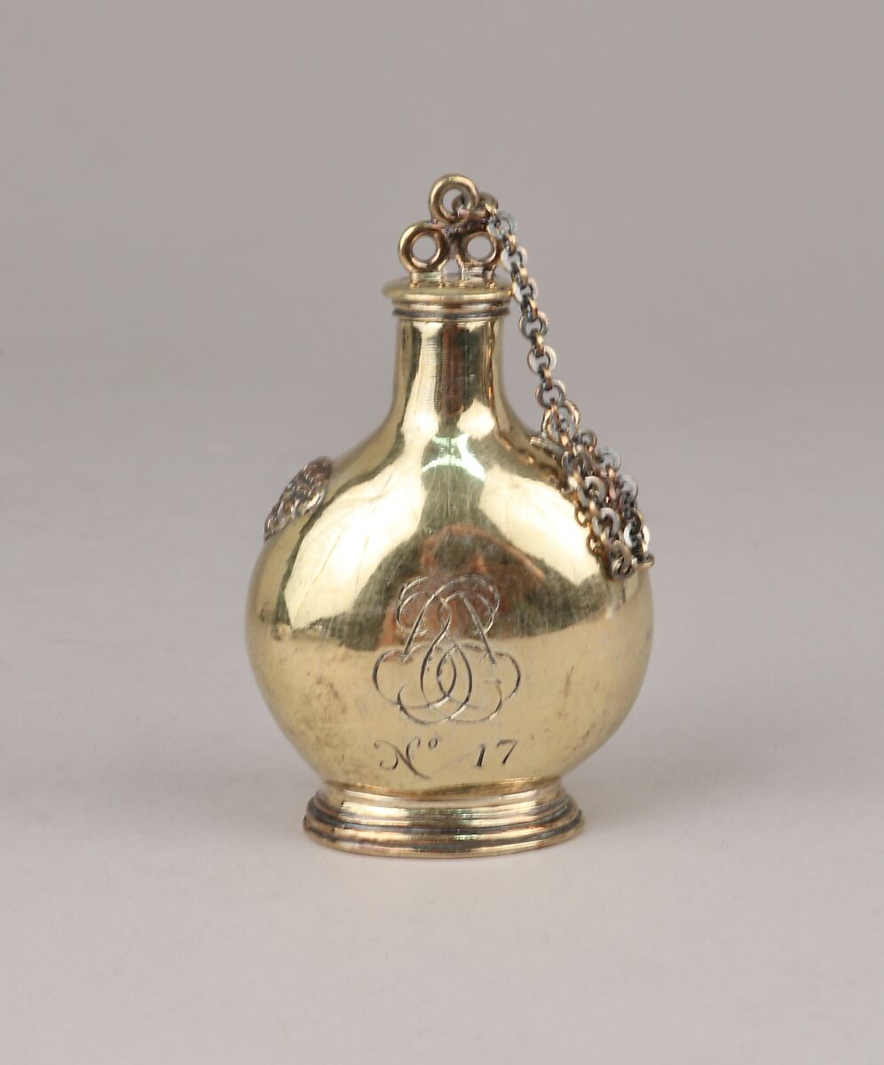 Bottle, Silver on base metal, British, Birmingham, after French original 