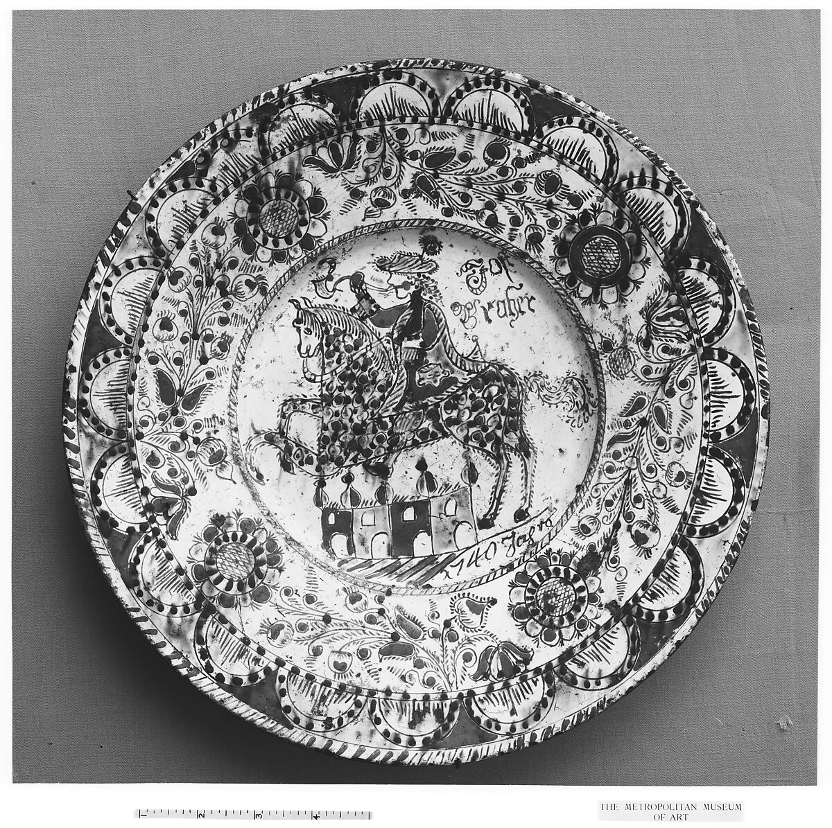 Plate, Glazed and slip-decorated earthenware, Austrian 