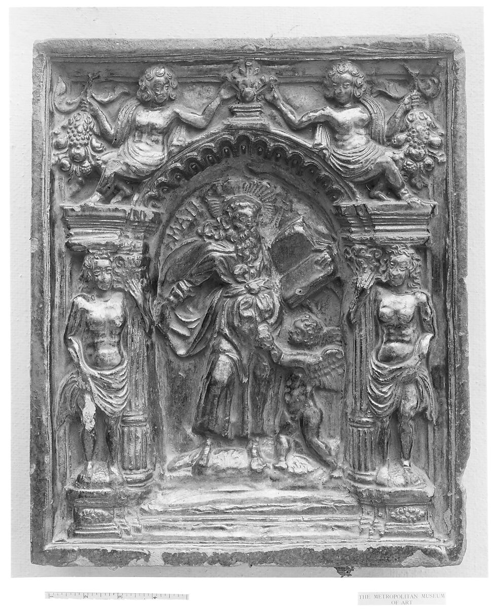 Stove panel, Terracotta with black glaze, German, Nuremberg 