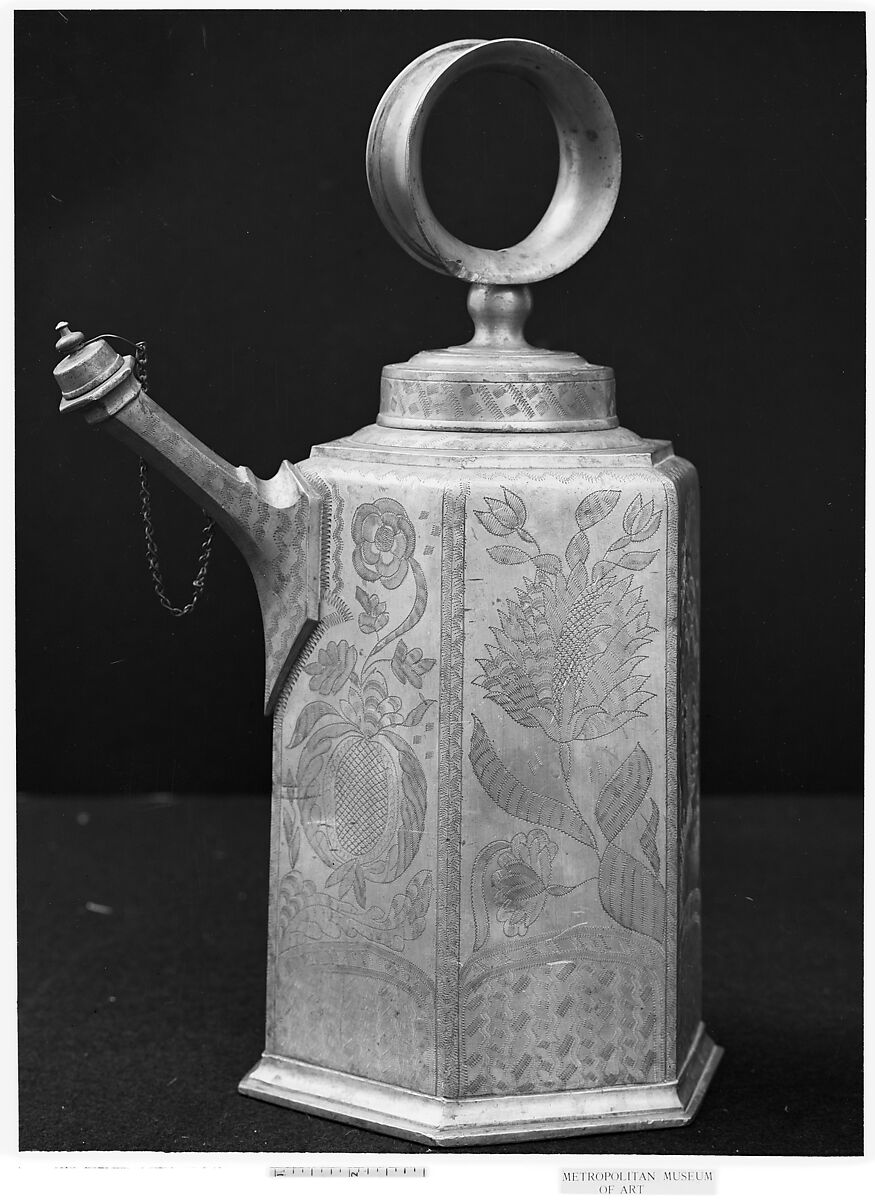 Milk or wine can, Johannes oder Hans Waeber (1713–1788), Pewter, Swiss, Zurich 