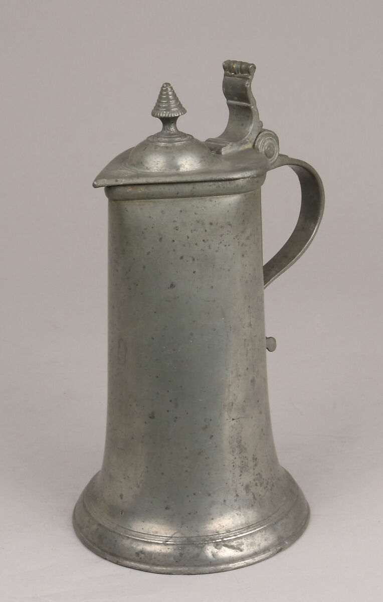 Flagon, Johann II Zimmermann (Swiss, 1744–1822), Pewter, Swiss, Zurich
