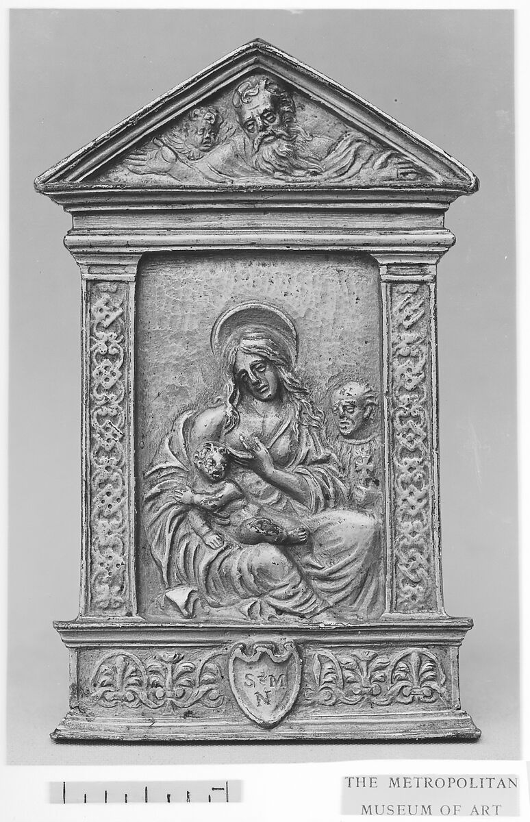 Virgin and Child with St. Joseph, Moderno (Galeazzo Mondella) (Italian, Verona 1467–1528 Verona), Gilt bronze, Italian, Padua 