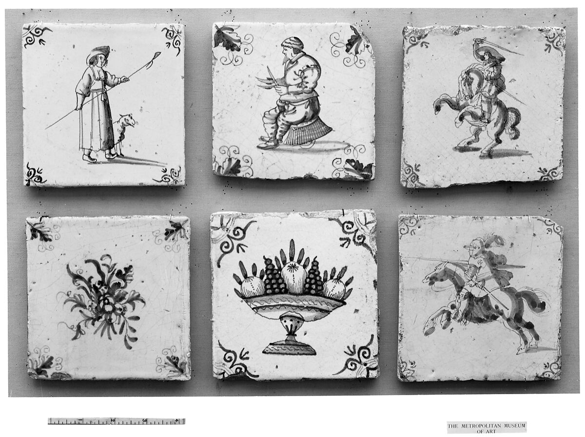 Tile, Tin-glazed earthenware, Dutch, Holland 