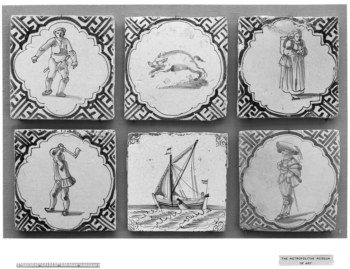 Tile, Tin-glazed earthenware, Dutch 