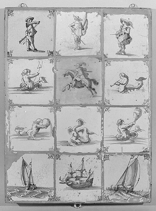 Tile, Tin-glazed earthenware, possibly Dutch, Harlingen