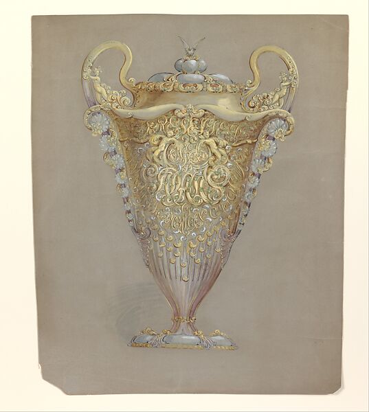 Design Drawing, Tiffany &amp; Co. (1837–present), Watercolor, ink, and graphite on gray wove paper, American 
