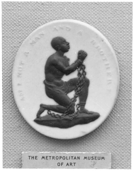 Antislavery Medallion, Josiah Wedgwood (British, Burslem, Stoke-on-Trent 1730–1795 Burslem, Stoke-on-Trent), Jasperware, British, Etruria, Staffordshire