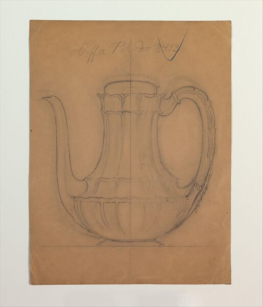 Coffee Pot No 8473, Tiffany &amp; Co. (1837–present), Graphite on brown laid paper, American 