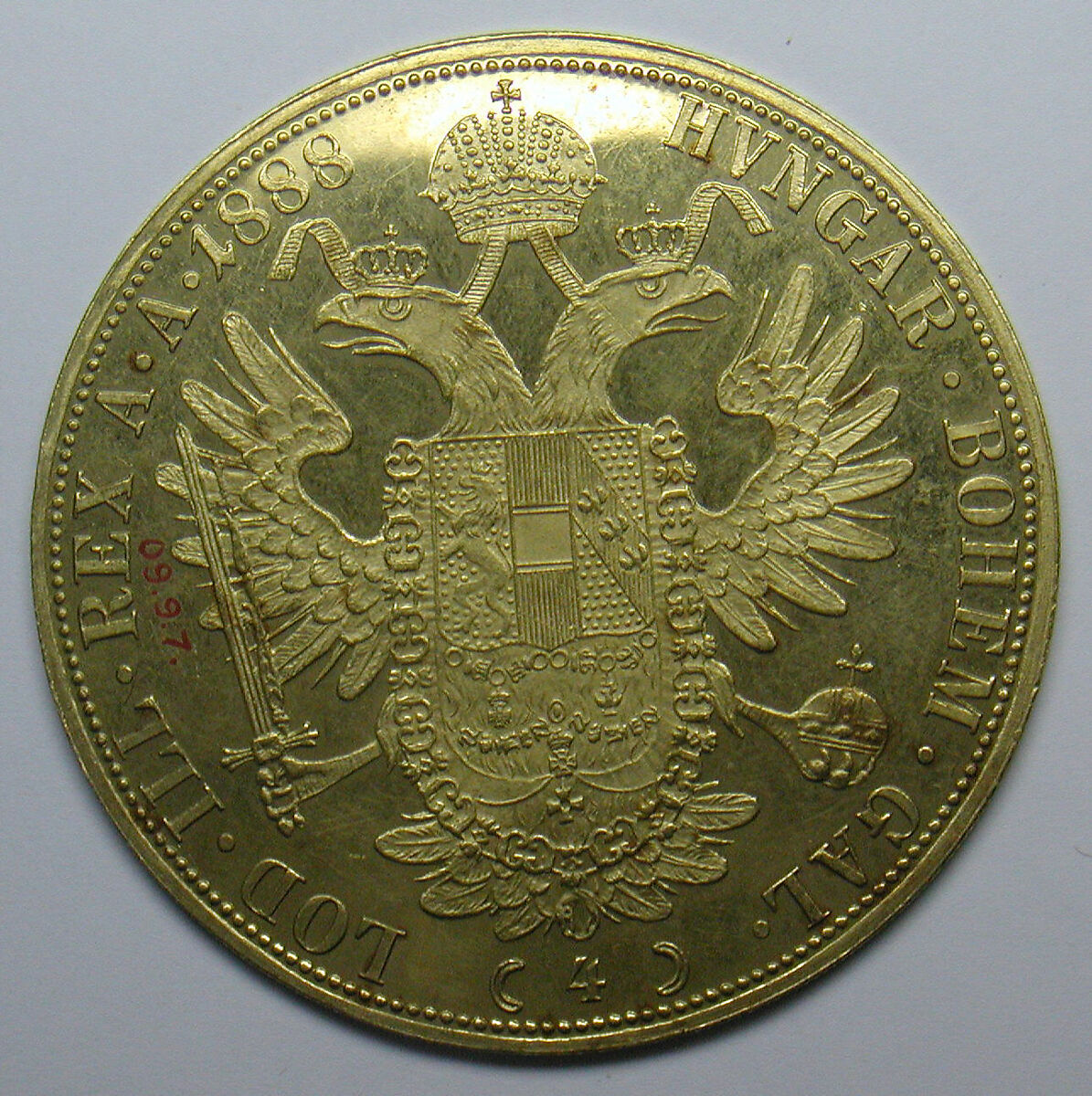 4-ducat piece, Francis Joseph I of Austria, 1888, 40th anniversary of the Emperor's accession, Gold, Austrian