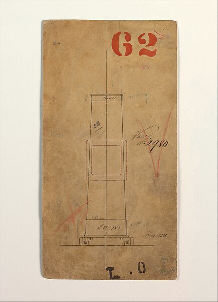 Vase Nº 2980, Tiffany &amp; Co. (1837–present), Ink, graphite, and crayon on heavy cream board/card, American 