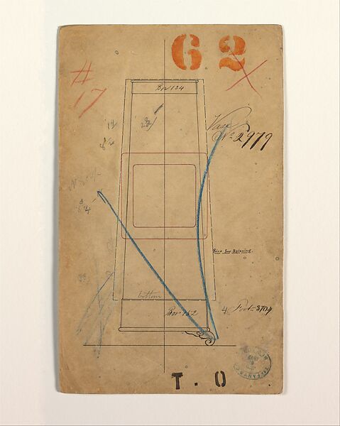 Vase Nº 2979, Tiffany &amp; Co. (1837–present), Ink, graphite, and wax pencil on heavy cream card, American 