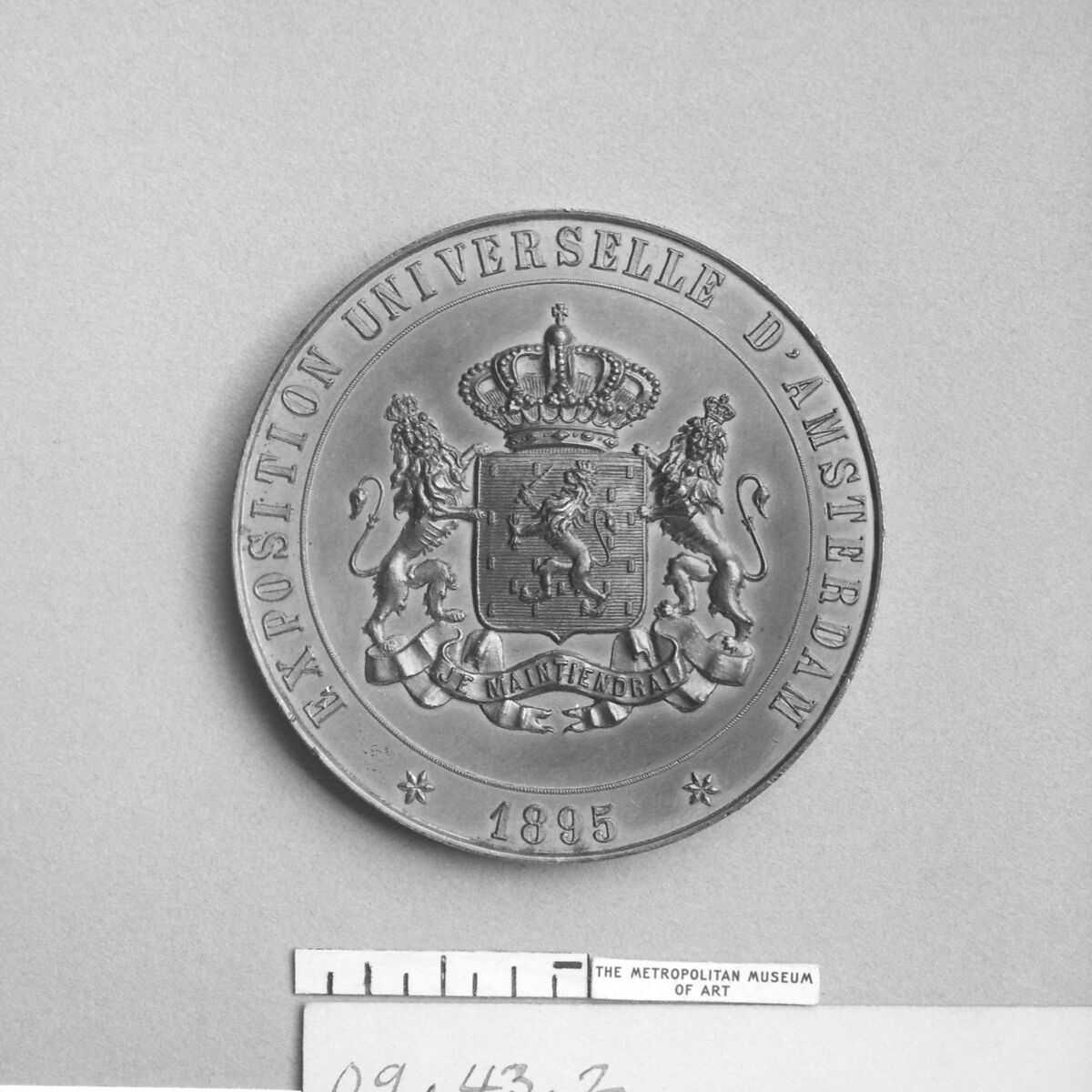 Commemorating the Universal Exhibition at Amsterdam, 1895, Medalist: J. M., Copper gilt, Dutch 