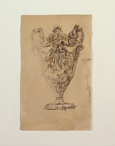 Design Drawing for Adams Vase, Tiffany &amp; Co. (1837–present), Ink, graphite, and wash on off-white wove paper, American 