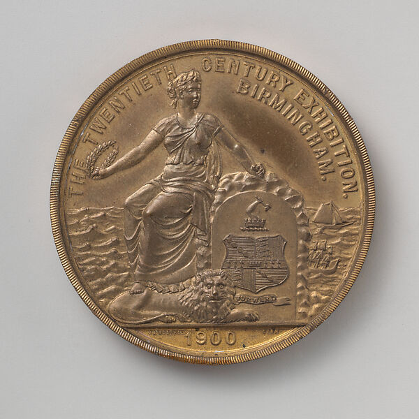 To Commemorate the Birmingham XX Century Exhibition, Medalist: James Andrews Restall (British, Birmingham 1859–1938 Pershore), Gilt bronze, British 