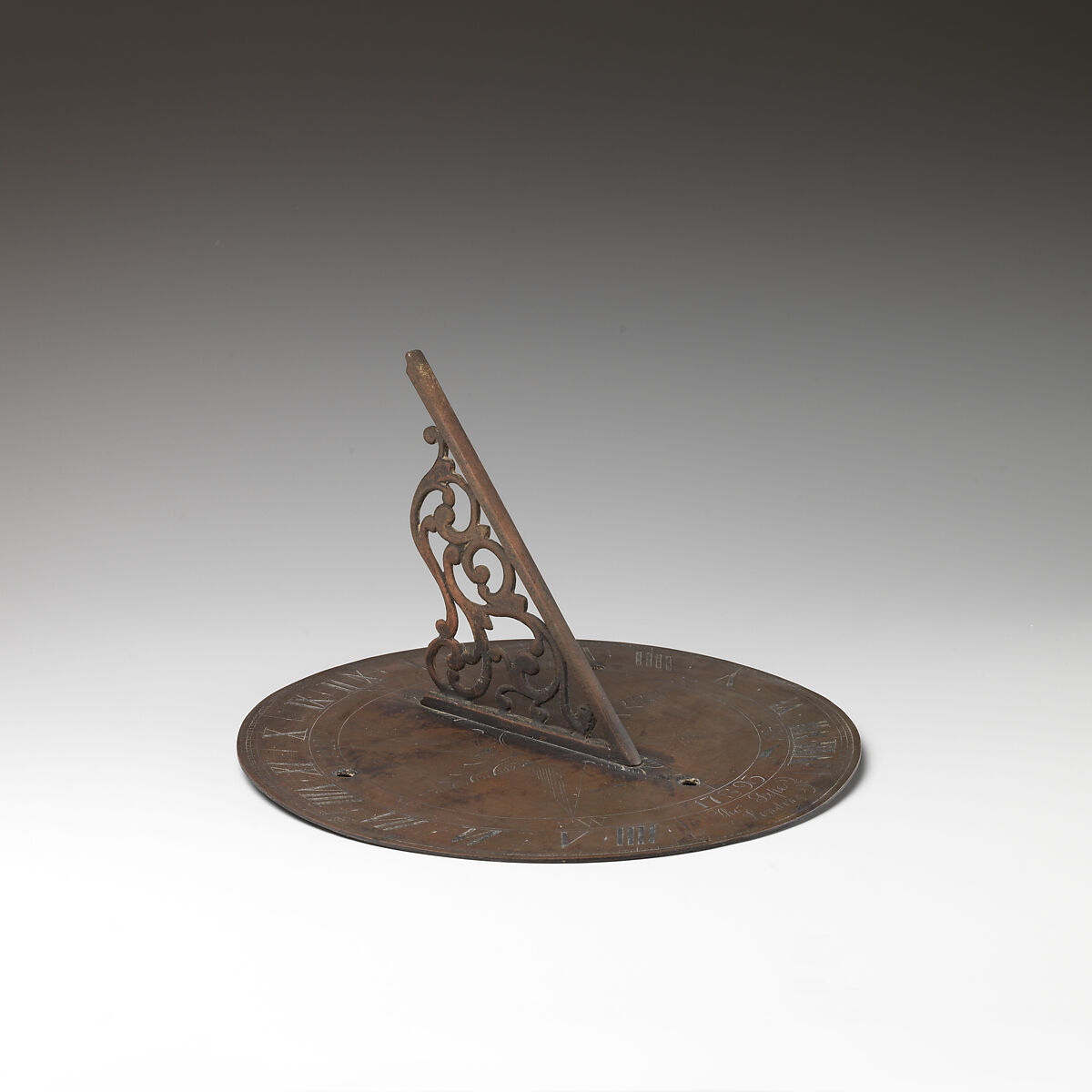 Stationary horizontal sundial, Thomas Pipe, Brass, British, London 