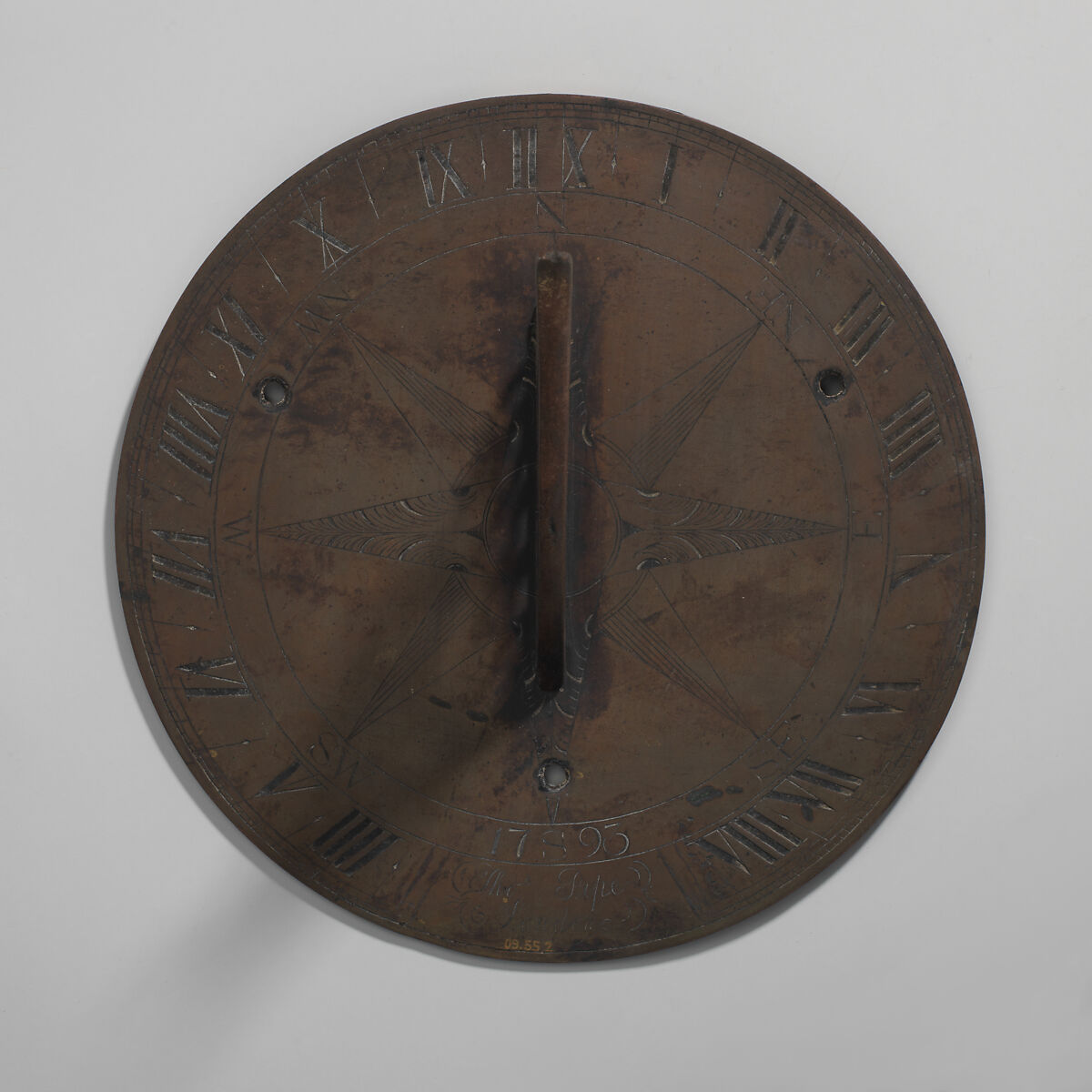 Stationary horizontal sundial, Thomas Pipe, Brass, British, London