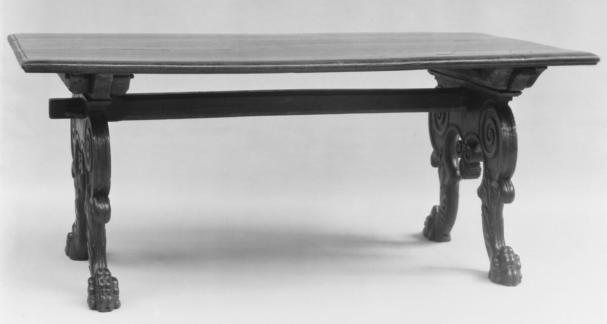 Table, Carved walnut, Italian 