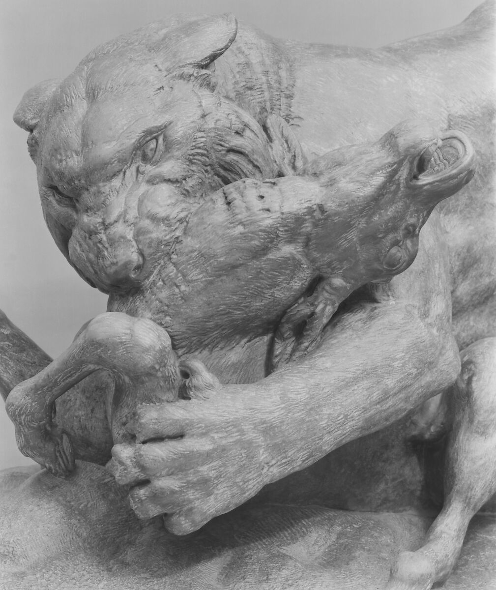 Tiger attacking an antelope, Antoine-Louis Barye (French, Paris 1795–1875 Paris), Serpentine stone, French