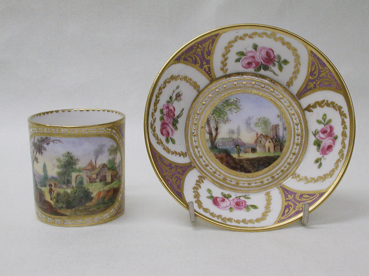 Cup and saucer (gobelet litron et soucoupe), Sèvres Manufactory (French, 1740–present), Soft-paste porcelain, French, Sèvres 