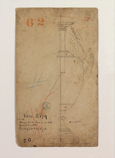 Vase 2179, Tiffany &amp; Co. (1837–present), Ink, wax pencil, and graphite on two-ply off-white wove paper, American 