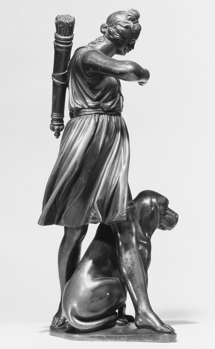 Diana with a Hound, Barthélemy Prieur (French, Berzieux ca. 1536–1611 Paris), Bronze, French, probably Paris