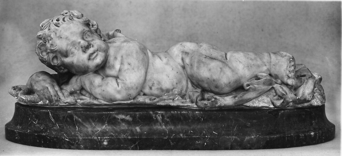 Child reclining, Attributed to Rombout Verhulst (1624–1698), Marble, Dutch 