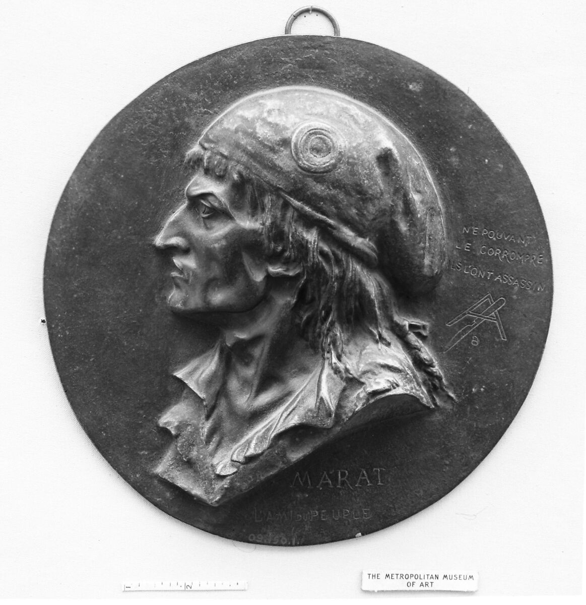 Portrait of Jean Paul Marat (1743–1793), Medalist: Brisson, Bronze, cast, French 