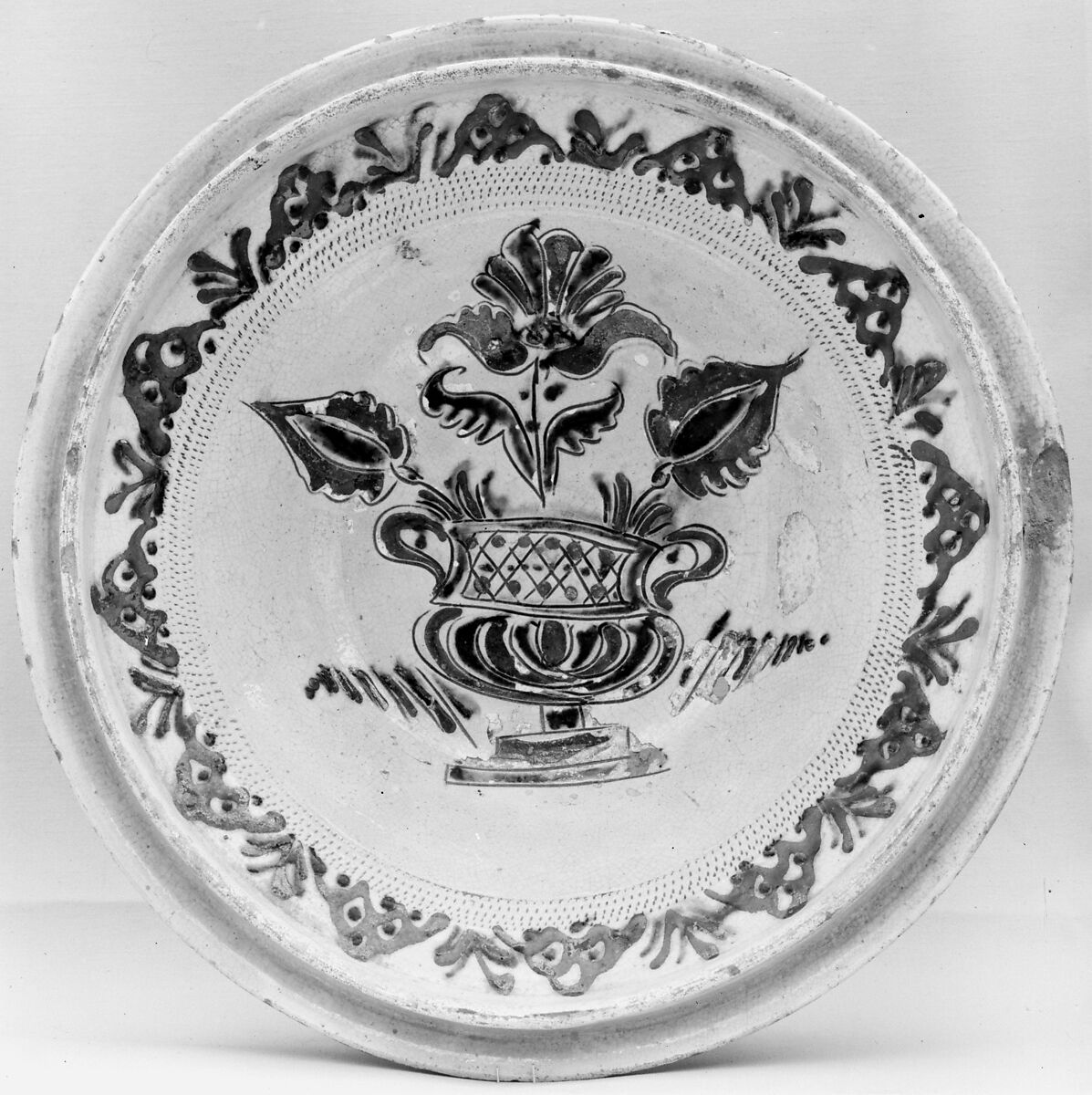 Plate, Glazed pottery, German 