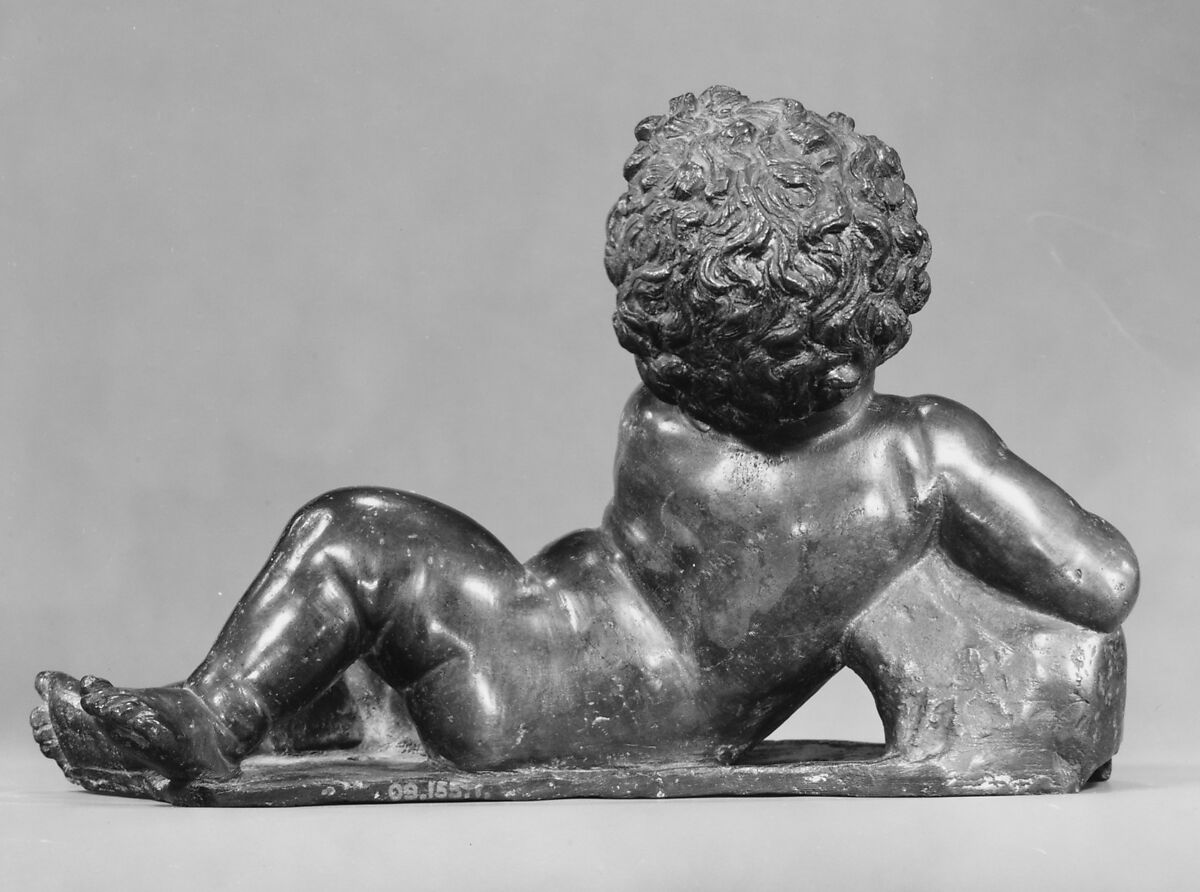 Reclining putto, Style of Andrea del Verrocchio (Italian, Florence 1435–1488 Venice), Bronze, Italian, Florence