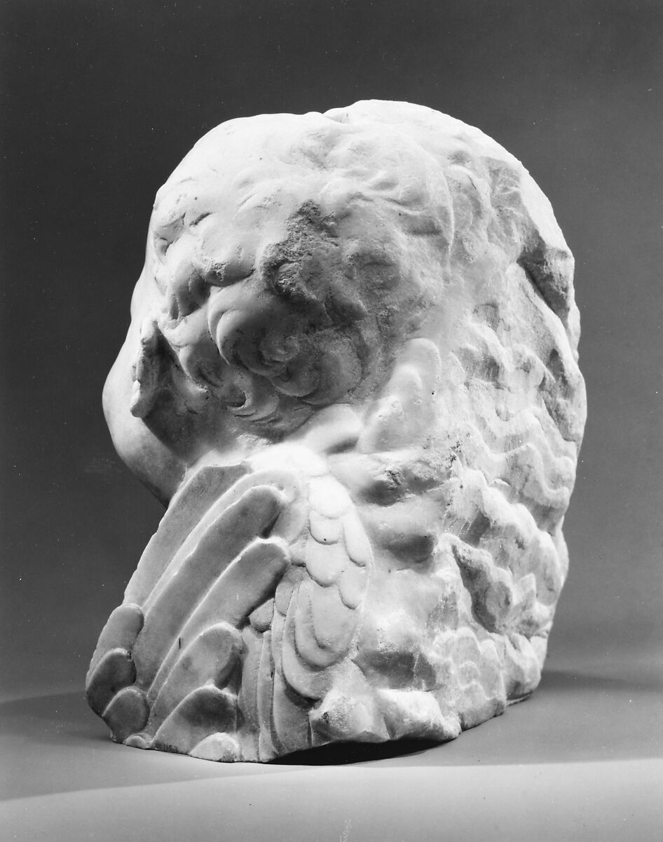 Head and wings of an angel and forehead of another, Possibly by Antonio Rossellino (Italian, Settignano 1427–ca. 1479 Florence), Marble, Italian, Florence